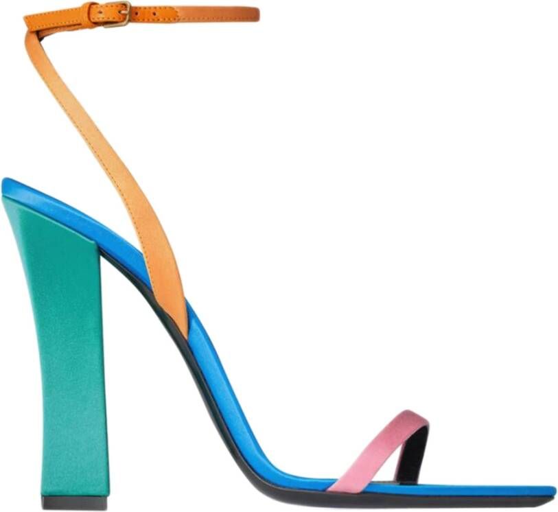 Saint Laurent Multikleur leren sandalen met metalen plaat