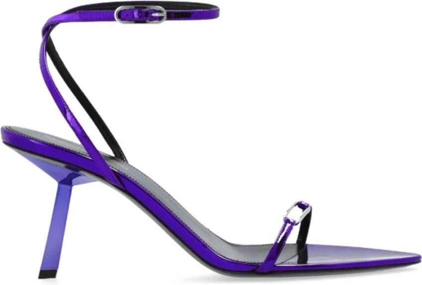 Saint Laurent Paarse Leren Sandalen met Metallic Finish Purple Dames