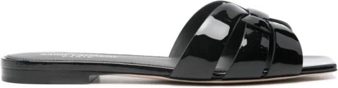 Saint Laurent Platte leren zool sandalen in zwart