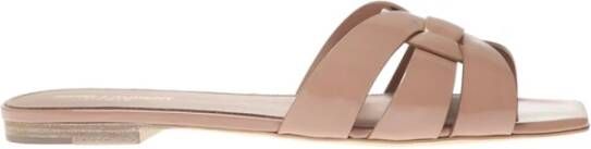 Saint Laurent Luxe Kalfsleren Sliders Pink Dames