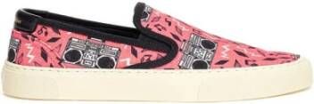 Saint Laurent Radio Print Canvas Slip-On Sneakers
