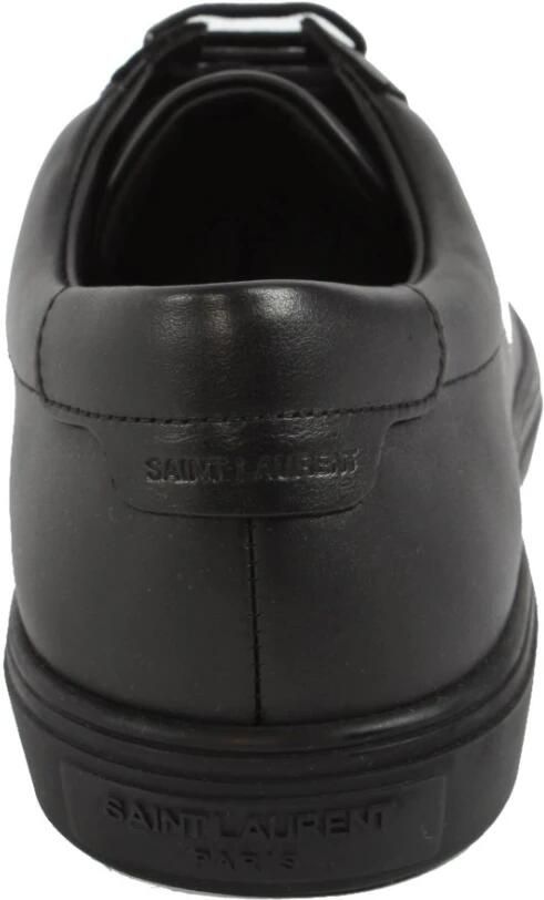 Saint Laurent Zwarte Leren Lage Sneakers Black Heren