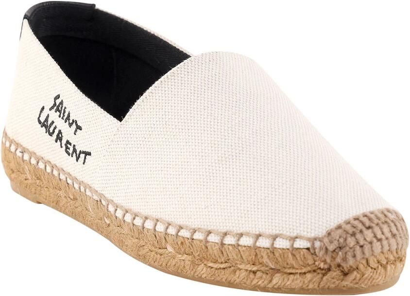 Saint Laurent Beige Canvas Espadrilles Geborduurd Logo