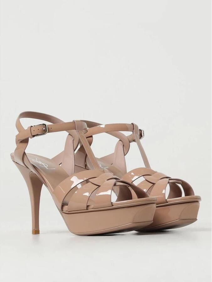 Saint Laurent Blush Pink Platform Sandal Heels