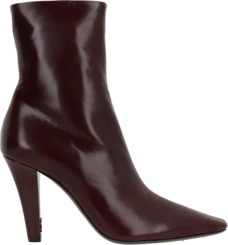 Saint Laurent Bordeaux Leren Ritslaarzen