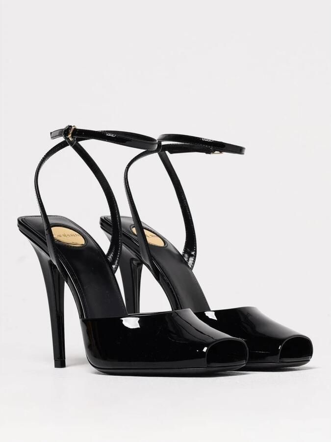 Saint Laurent Bordeauxkleurige Sandalen met Hoge Hak van Lakleer