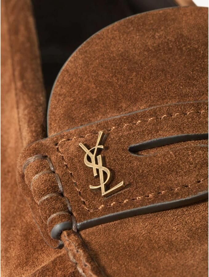 Saint Laurent Bruine leren instapschoenen met mocassin-neus - Foto 2