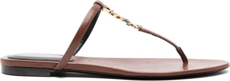 Saint Laurent Bruine leren sandalen met a delneus - Foto 2