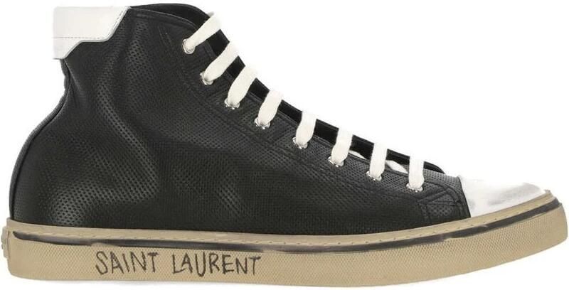 Saint Laurent Zwarte Veterschoenen met Handtekeningdetail Zwart Heren