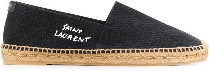 Saint Laurent Canvas Logo Espadrilles Instap Schoenen Black Heren