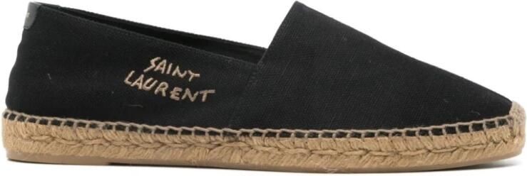 Saint Laurent Canvas Platform Espadrille in Zwart