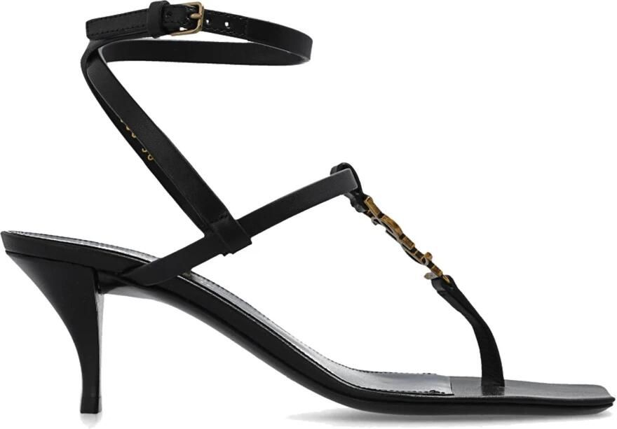Saint Laurent Zwarte Leren Hoge Hak Sandalen Zwart Dames - Foto 2