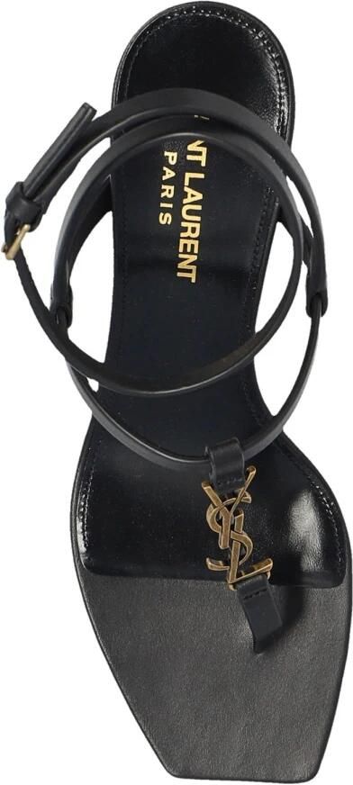 Saint Laurent Zwarte Leren Hoge Hak Sandalen Zwart Dames - Foto 3