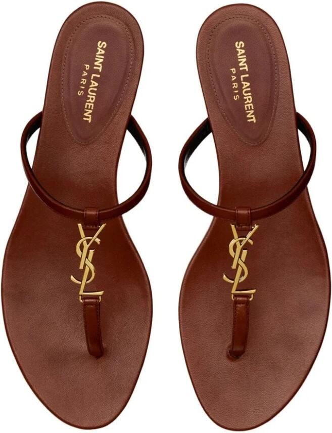 Saint Laurent Cassandra Leather Flat Sandals - Foto 2