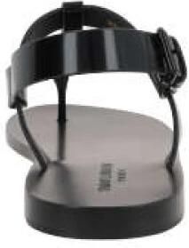 Saint Laurent Cassandre leren teenslippers met geborstelde afwerking