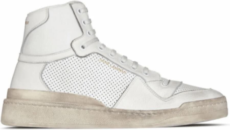 Saint Laurent Distressed Leather High-Top Sneakers