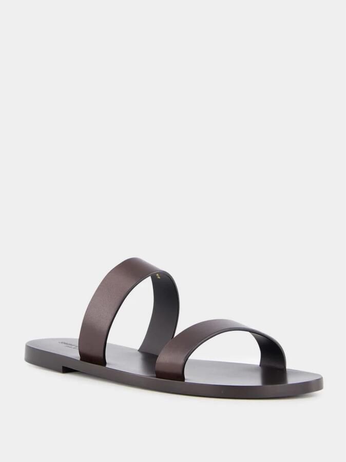 Saint Laurent Donkerbruine leren slippers - Foto 5