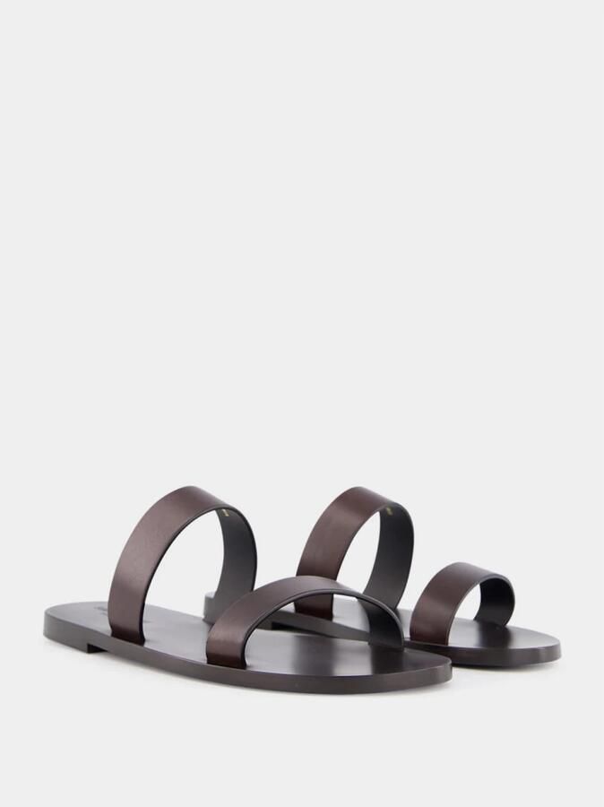 Saint Laurent Donkerbruine leren slippers - Foto 6
