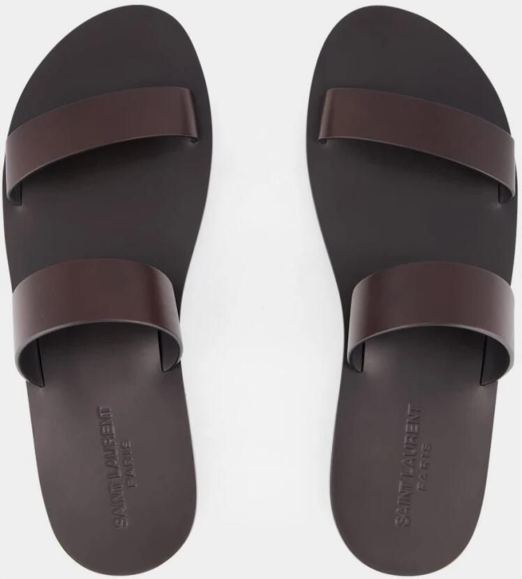 Saint Laurent Donkerbruine leren slippers - Foto 4
