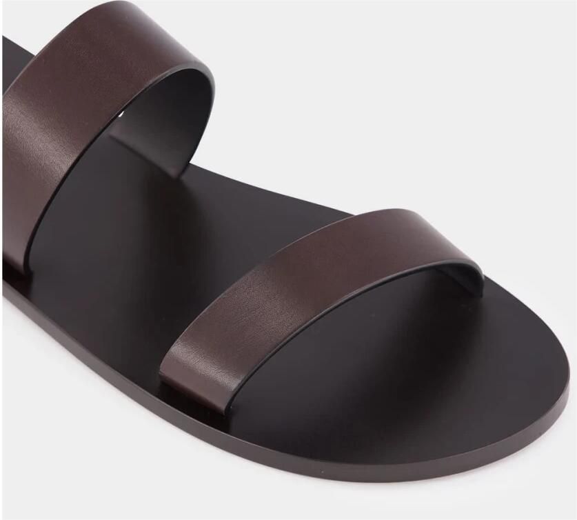 Saint Laurent Donkerbruine leren slippers - Foto 3