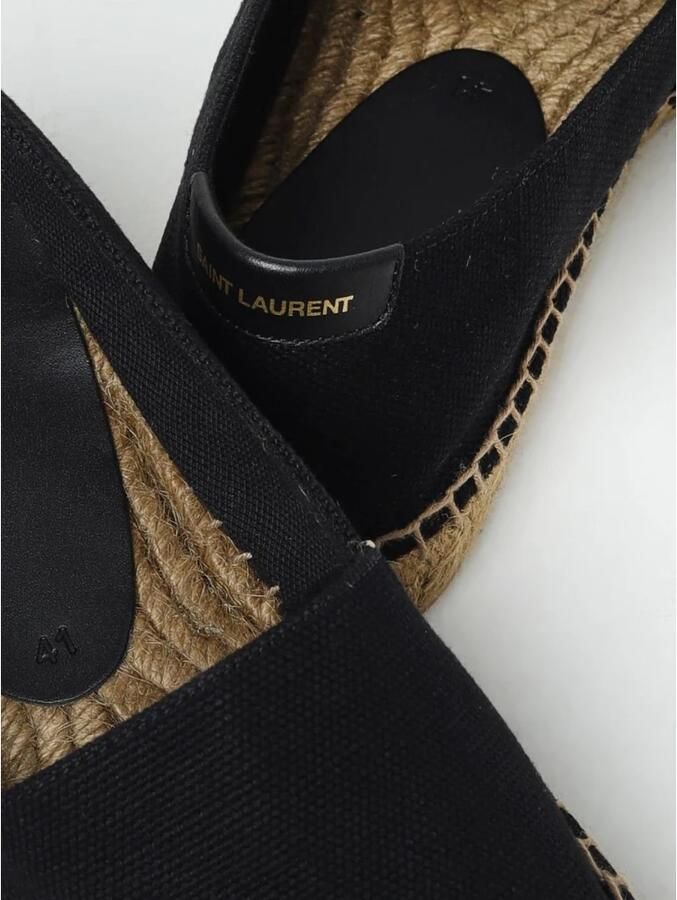 Saint Laurent Zwarte Geborduurde Canvas Espadrilles