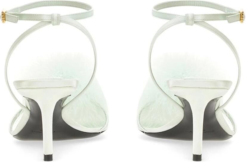 Saint Laurent Fluffy Embellished Sandalen met Enkelbandje en Hak