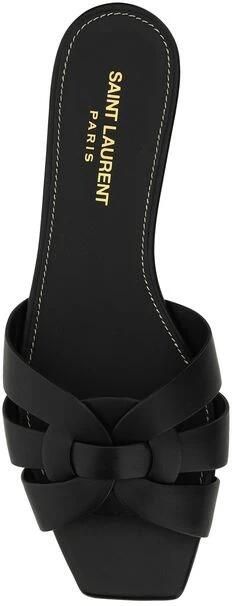 Saint Laurent Gevlochten kalfsleren sandalen met blokhak