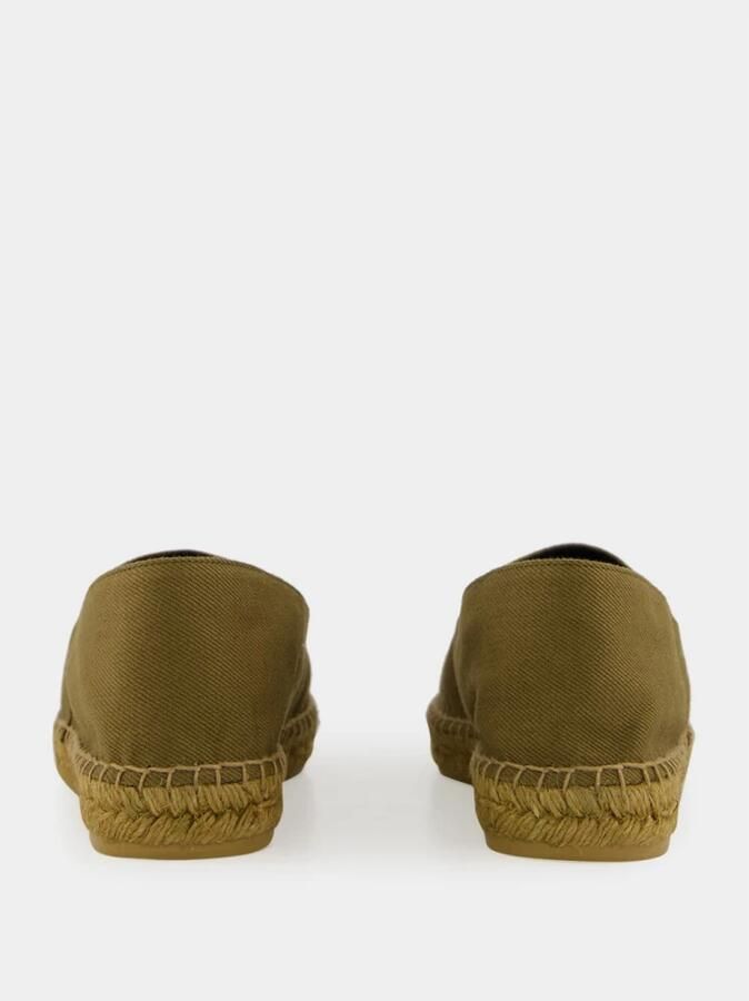 Saint Laurent Groene katoenen espadrilles met Cassandre borduurwerk