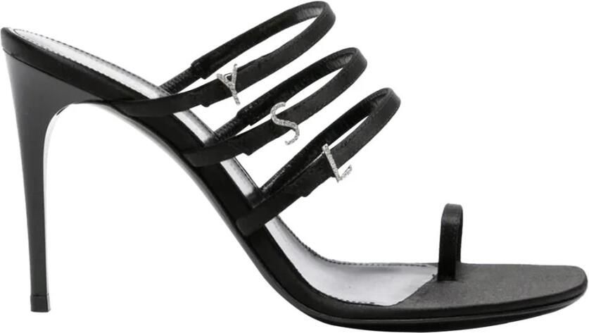Saint Laurent Hoge hak muiltjes met bandjes en versieringen