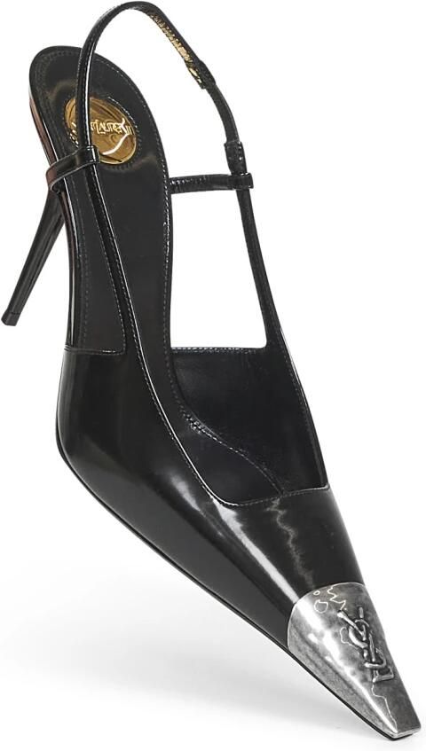 Saint Laurent Leren Slingback Schoen Black Dames