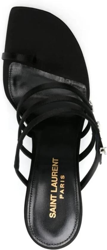 Saint Laurent Satin Sandalen met Strass Logo Black Dames - Foto 3