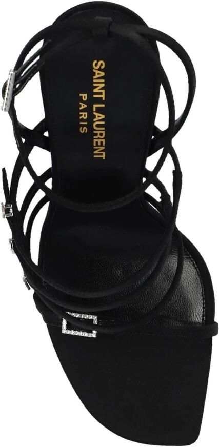Saint Laurent Zwarte Strass Sandalen met YSL Initialen Black Dames - Foto 2
