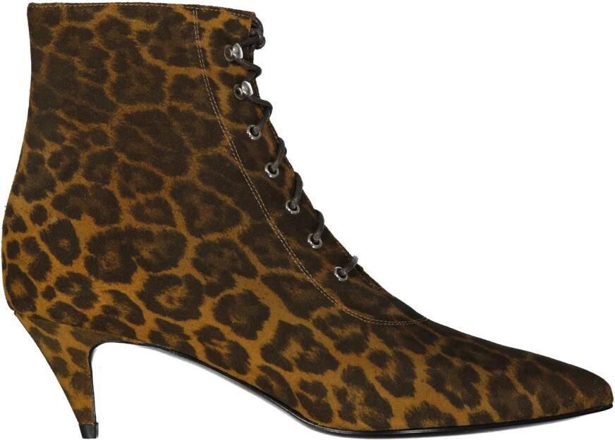 Saint Laurent Luipaardprint Veterschoenen Enkellaarsjes