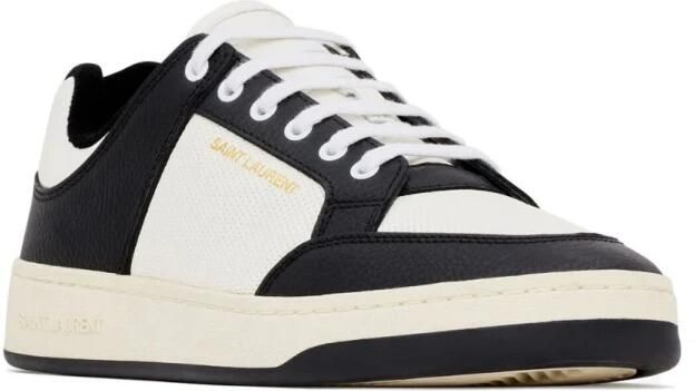 Saint Laurent Geperforeerde leren sneakers met logo print White Heren - Foto 4