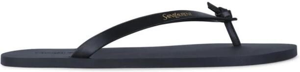 Saint Laurent Leren teenslippers met strikdetail