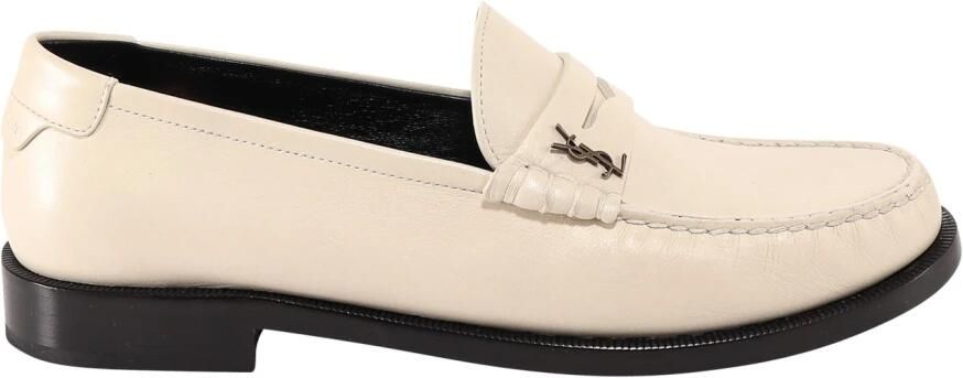 Saint Laurent Luxe Leren Loafers Beige Ss23 Beige Dames