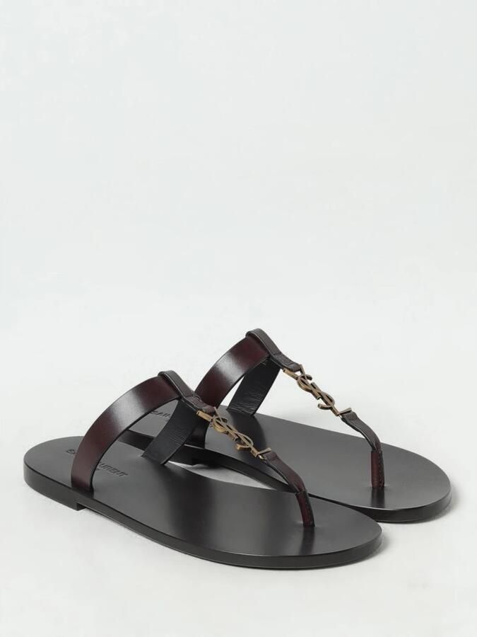 Saint Laurent Luxe Leren Platte Sandalen