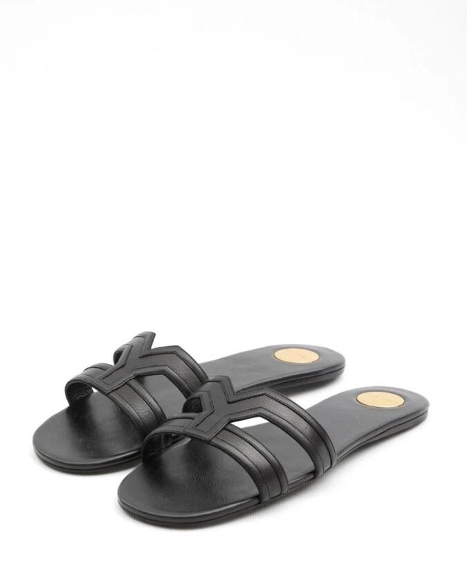 Saint Laurent Mabrouka leren platte sandalen - Foto 4