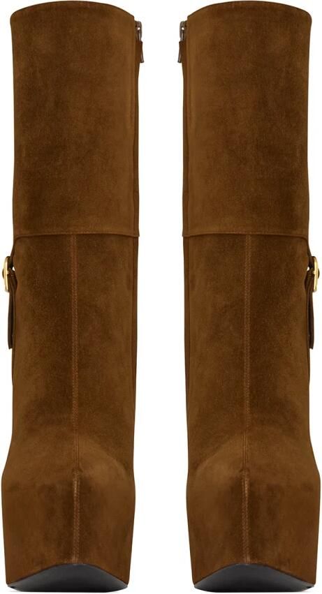 Saint Laurent Nico Suède Plateau Enkellaarsjes