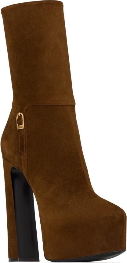 Saint Laurent Nico Suède Plateau Enkellaarsjes - Foto 2