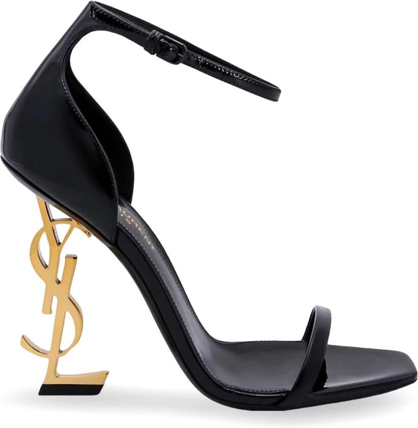 Saint Laurent Opyum Sandalen met Goudkleurig YSL-logo Black Dames
