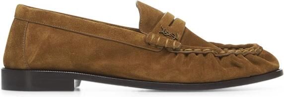 Saint Laurent Bruin leren Penny Strap instappers Brown Heren