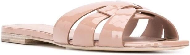 Saint Laurent Roze Patent Leren Gekruiste Band Sandalen Pink Dames - Foto 3