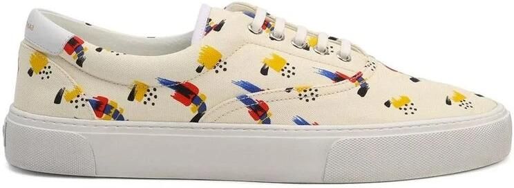 Saint Laurent Gedrukte canvas sneakers gemaakt in Italië Beige Heren