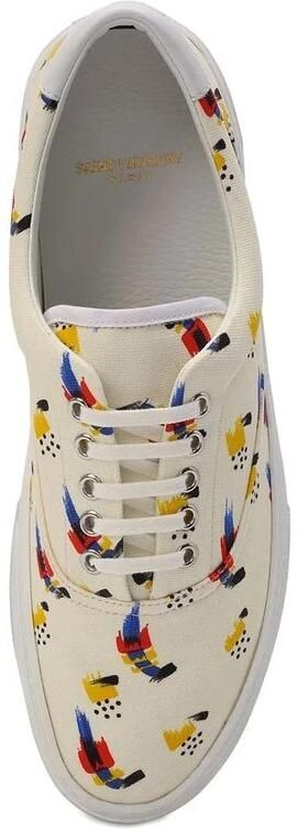 Saint Laurent Gedrukte canvas sneakers gemaakt in Italië Beige Heren