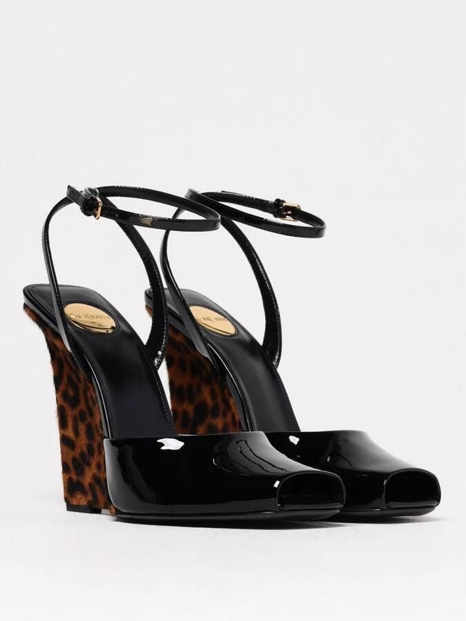 Saint Laurent Sandalen met luipaardprint en sleehak
