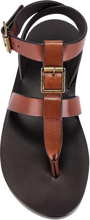 Saint Laurent Hardy Leren Platte Sandalen Brown Dames - Foto 2