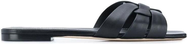 Saint Laurent Gevlochten kalfsleren sandalen met blokhak