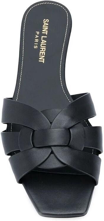 Saint Laurent Gevlochten kalfsleren sandalen met blokhak - Foto 2