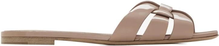 Saint Laurent Tribute Patent Leather Slide Sandals